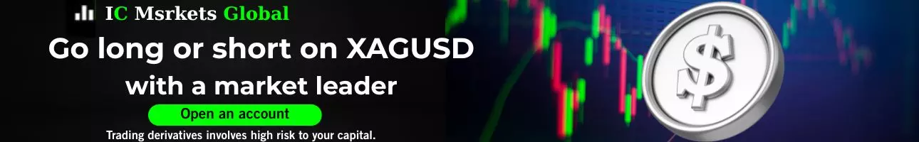 IC Markets banner promoting XAGUSD trading with chart and silver coin