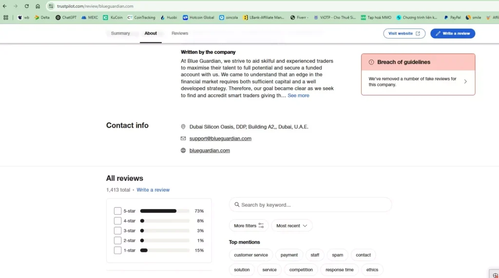 BlueGuardian on Trustpilot