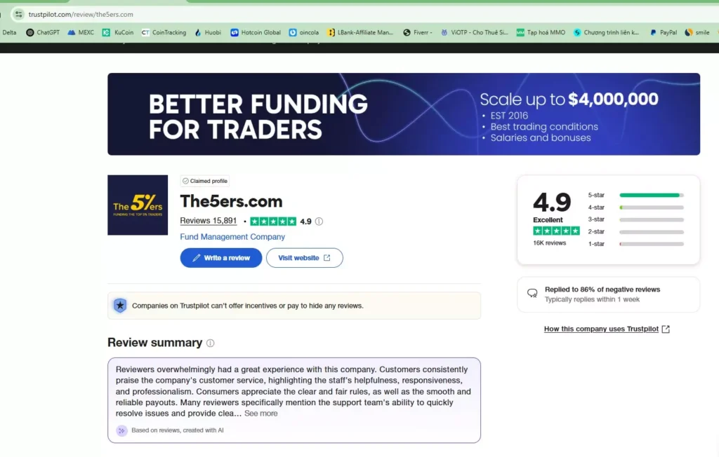 The5ers on trustpilot